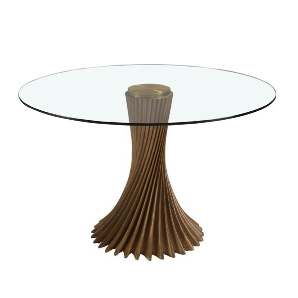 Angel Cerdá Round tempered glass and walnut dining table 1127