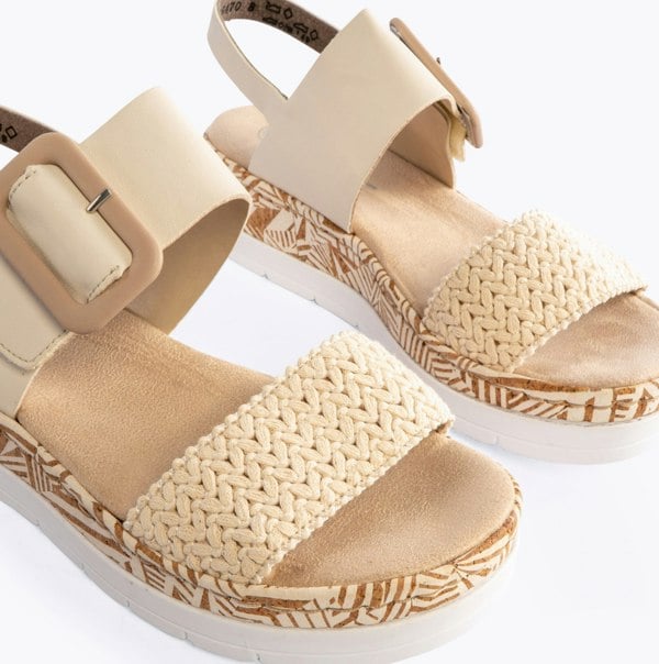 Rieker V3950-61 Womens Sandals - Beige