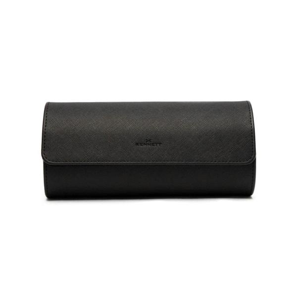 Black Leather Watch Roll | Luxury Travel Watch Storage Case Kennett Great Britain