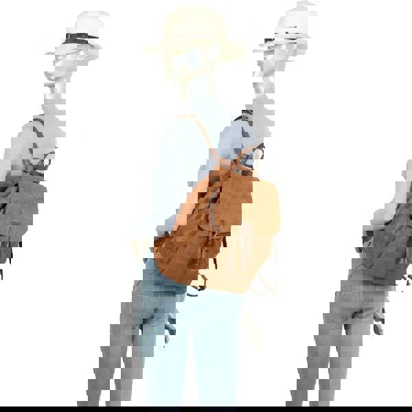 Kitise Trendy Faux Suede Drawsting Spacious Travel Backpack