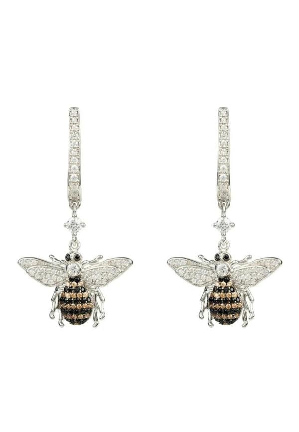Honey Bee Drop Earrings Silver - LATELITA Earrings