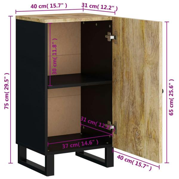 Berkfield Sideboard with Door 40x31x75 cm Solid Wood Mango