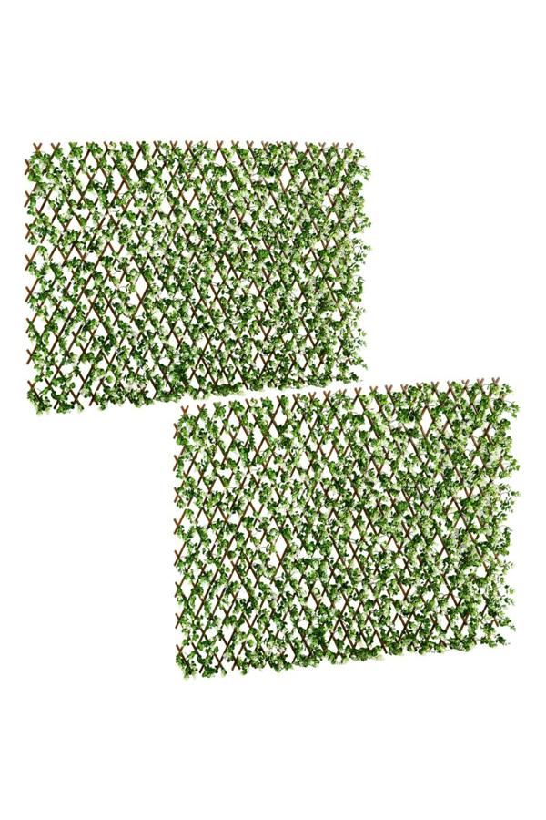Dyzi 2 Piece Artificial Eucalyptus Hedge Screen Set Green
