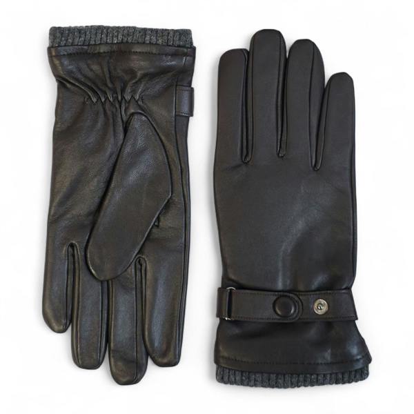 Infinity Leather Men’s Italian Leather Warm Wool Lining Winter Knit Rib Gloves - M-LGV-105