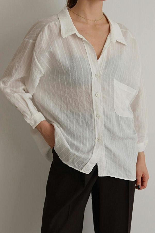 WOVCOR Striped Oversize Textured Shirt