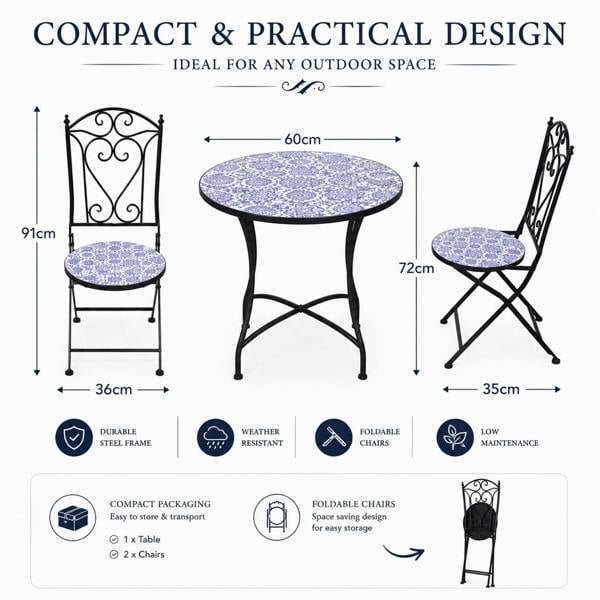 60cm Porto Mosaic Bistro Set image 5