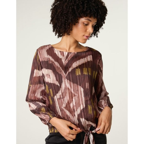 Blue Vanilla Tie Knot Metallic Chiffon Blouse