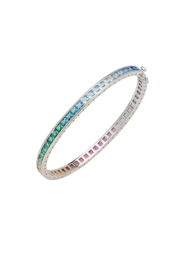 Multicolored gemstone bracelet on a white background
