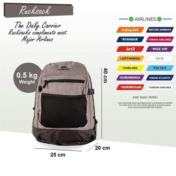 Infinity Luggage Backpack Rucksack 40x 20 x25cm Underseat Travel Cabin Bag for Ryanair, Easy Jet