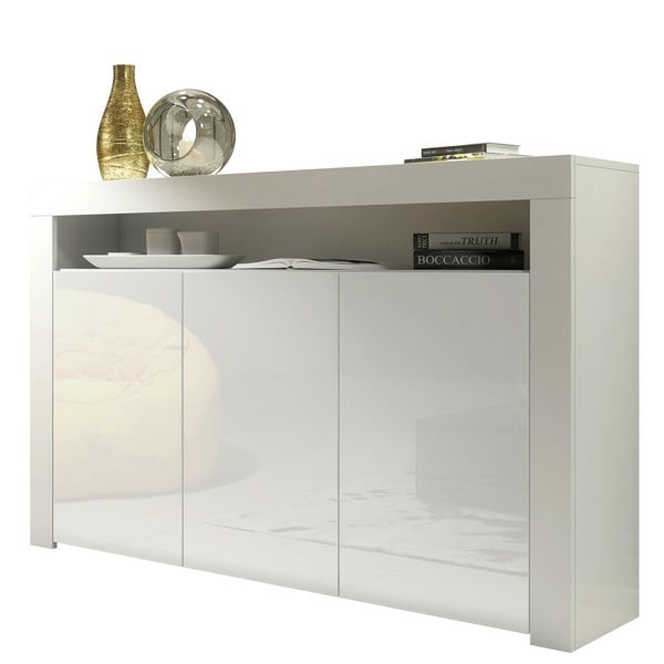 Mex Furniture Sideboard 155cm – White Matt Body & White Gloss Doors