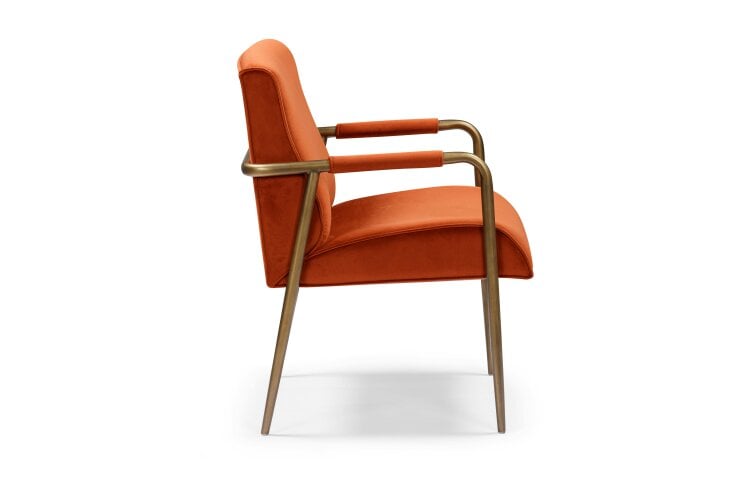 Wyld Haus Luxemburg Upholstered Burnt Orange Velvet and Brass Armchair