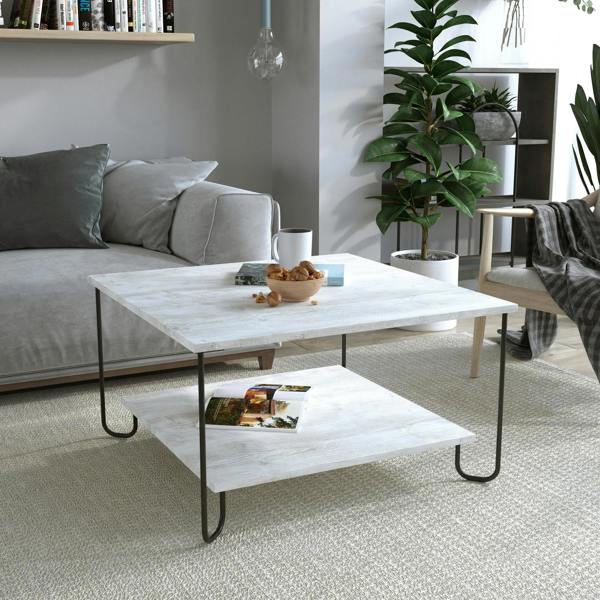 Decortie Marbo Coffee Table with Open Shelf Modern Multipurpose Design H 45cm