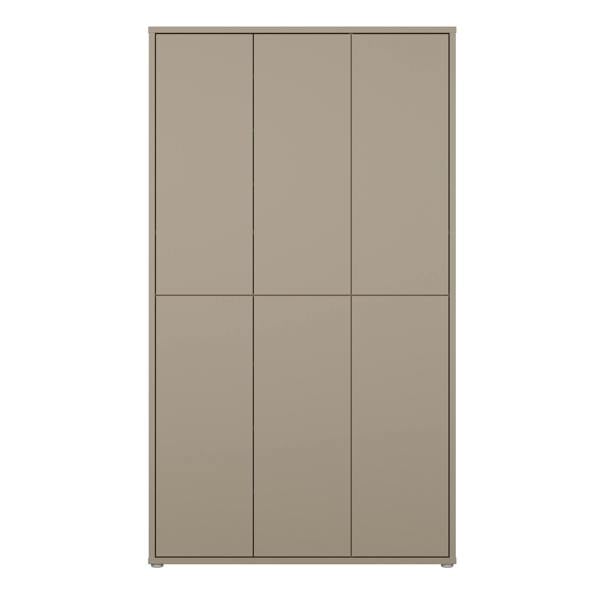 Furniture To Go Alice Springs Tall Shoe Cabinet with 6 Doors Push-to-Open in Taupe