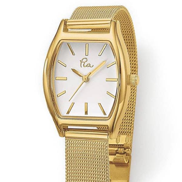 Pia Ahead of the Times Gold-Tone Watch, Polished Gold-Tone Case with Mesh