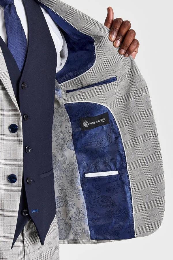 Paul Andrew Hugo Grey Suit with Parker Navy Waistcoat