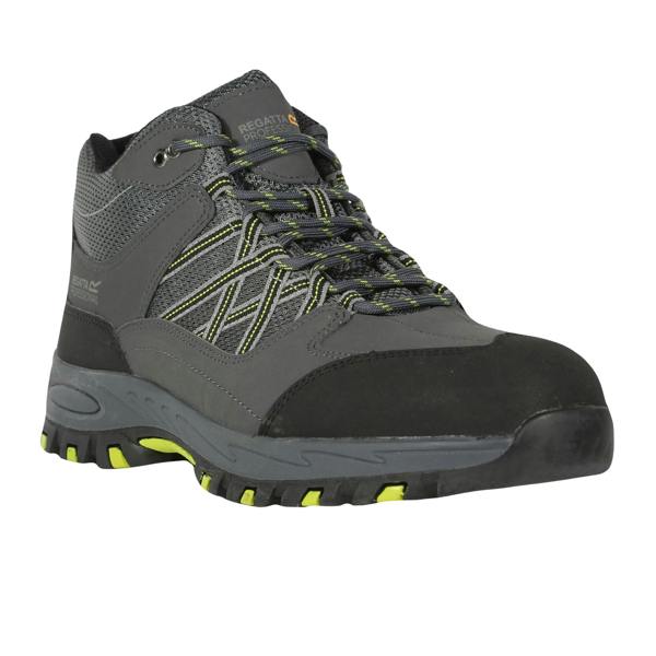 Regatta Mens Sandstone Safety Boots - Briar Grey/Lime Punch - 