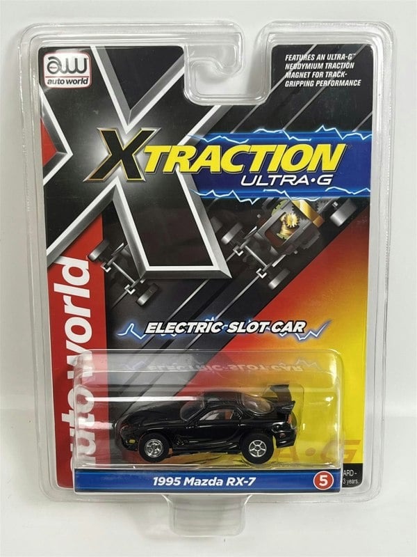 Auto World Slot Cars 1995 Mazda RX-7 Black HO Scale Slot Car X Traction Auto World SC368-5