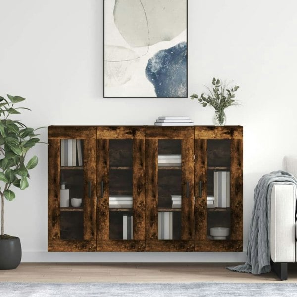 Berkfield Wall Mounted Cabinets 2 pcs Smoked Oak Engineered Wood