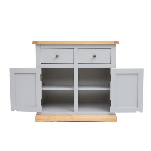 Cabinet Bits Bomporto Light Grey 2 Drawer 2 Door Sideboard Brass Knob