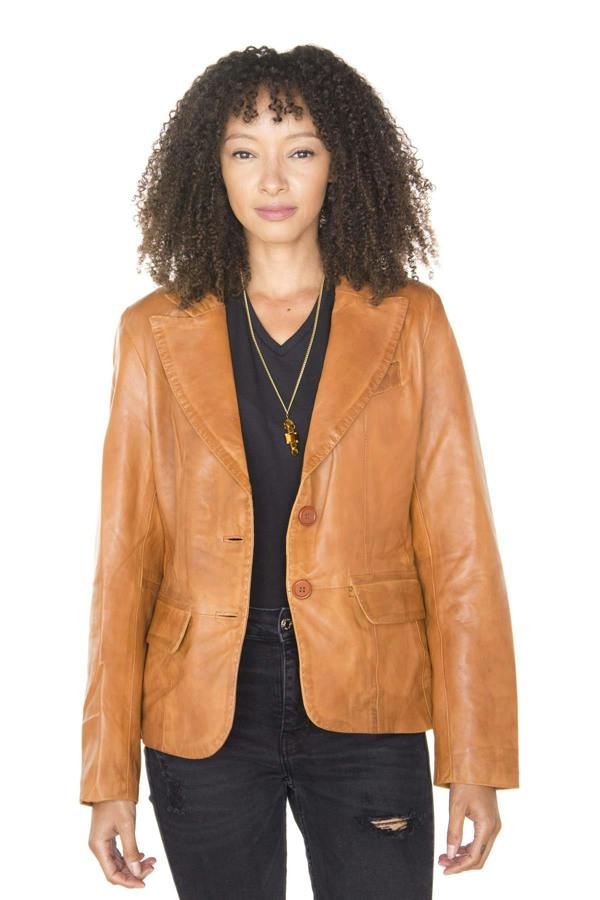 Infinity Leather Womens Leather Blazer Jacket-Seregno