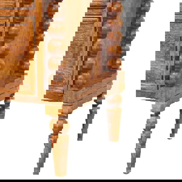 Artisan Furniture Solid Wood Spindle Leg Amber Oak Nightstand