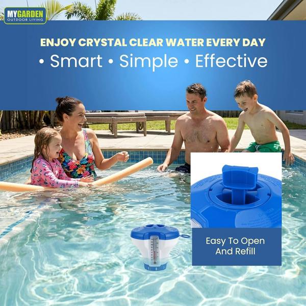 My Garden Outdoor Living My Garden Floating Pool Chlorine Dispenser with Built-In Thermometer - Adjustable Flow Chlorine Floater