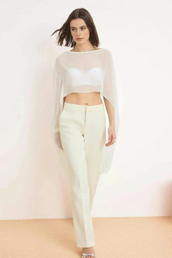 WOVCOR Straight Boat Neck Sleeveless Woven Chiffon Blouse
