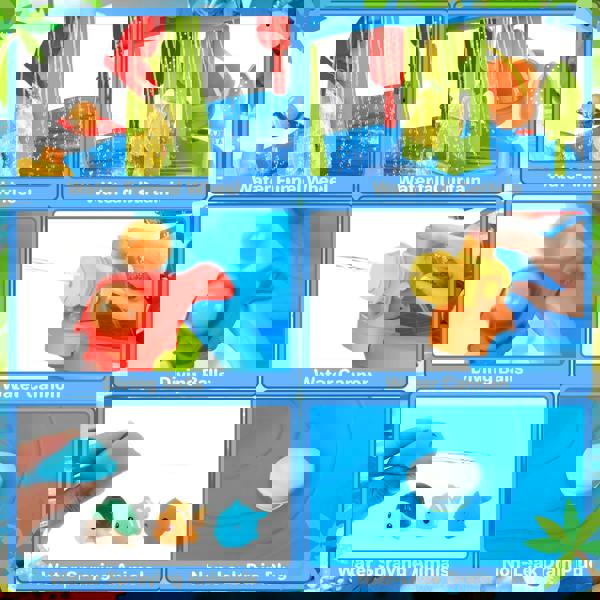 deAO Toys deAO Kids 3-Tier Water and Sand Play Table with Shade Umbrella – Outdoor Activity Set with Water Wheels