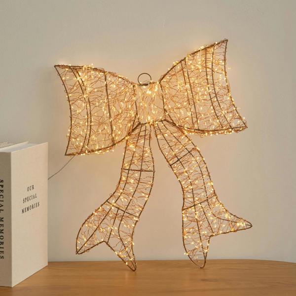 Samuel Alexander 43cm Light up Gold Christmas Bow with 650 Warm White LEDs