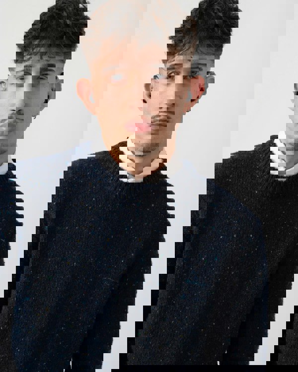 GANT Mens Wool Blend Neps Crew Neck Jumper - 433 Evening Blue