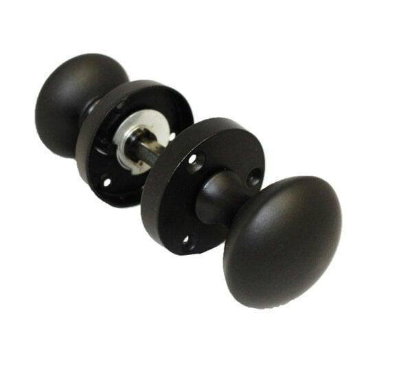 EDH Door Hardware Matt Black Round Door Knobs on Rose – Modern Internal Mortice Door Knob Set – 1 Pair