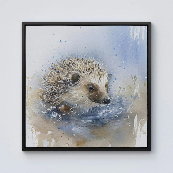 Warren Reed Hedgehog Watercolour Framed Canvas