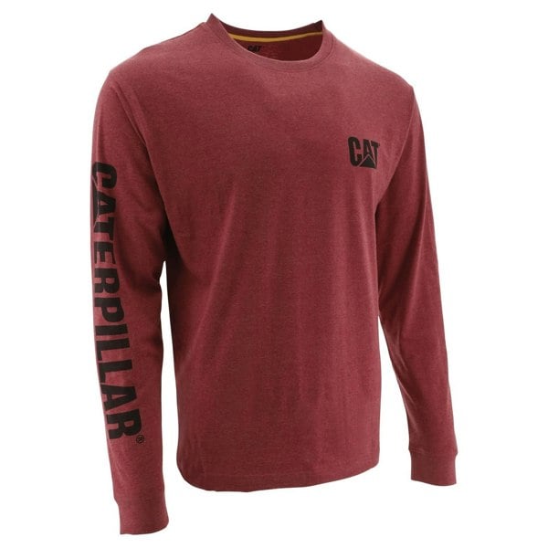 Caterpillar Mens Trademark Banner Long Sleeve T-Shirt - Red