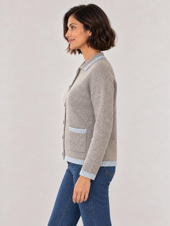 VIZ-A-VIZ Blanket Stich Button Through Cardigan