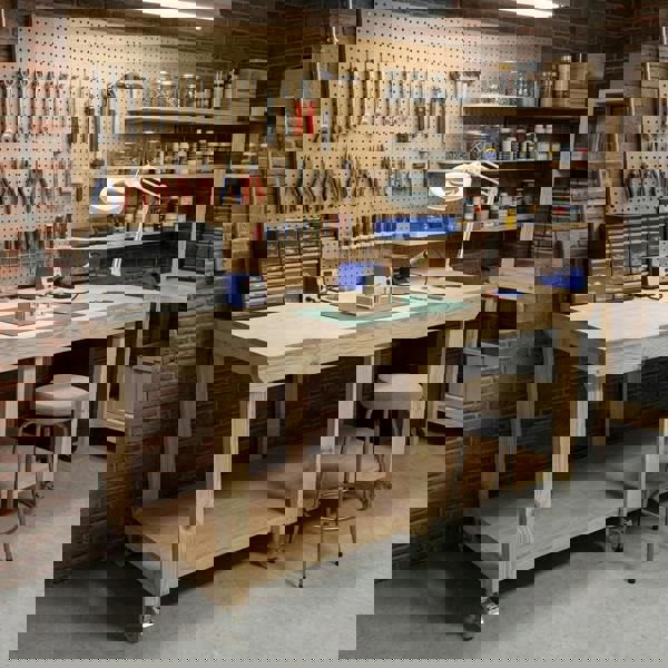 Arbor Garden Solutions Wooden Workbench Eucalyptus Hardwood Top Depth-3ft with Wheels