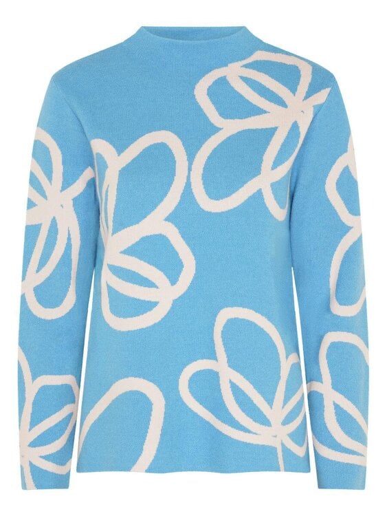 VIZ-A-VIZ Floral Jacquard Funnel Neck Jumper