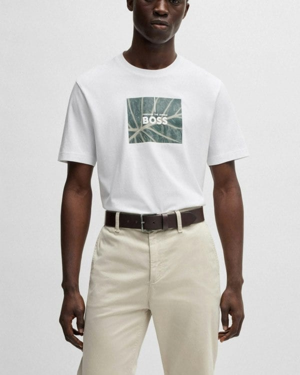 BOSS Orange Jeeko Mens Leather Belt with Logo Buckle NOS - Dark Brown 202