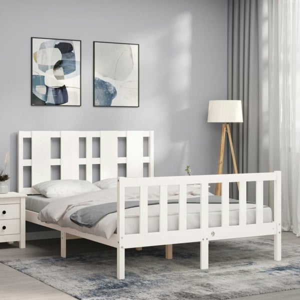 Berkfield Bed Frame with Headboard White 120x200 cm Solid Wood