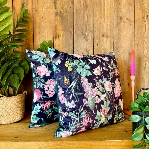 Love Frankie Wild Garden Cushions in Ebony