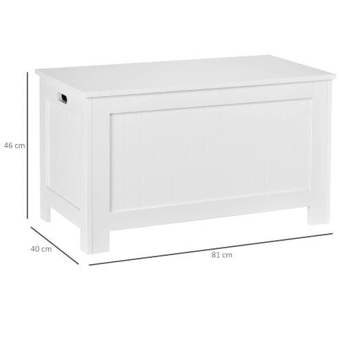 Wyld Haus Loro Farmhouse Wooden White Lift Top Storage Chest With Safety Hinges