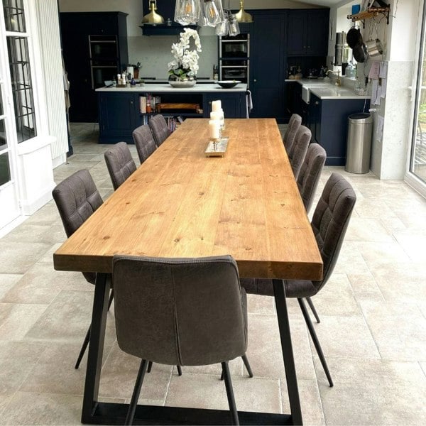 Hemming & Wills Bespoke Collection - Rustic Wood Dining Table - Chunky Triangle Frame