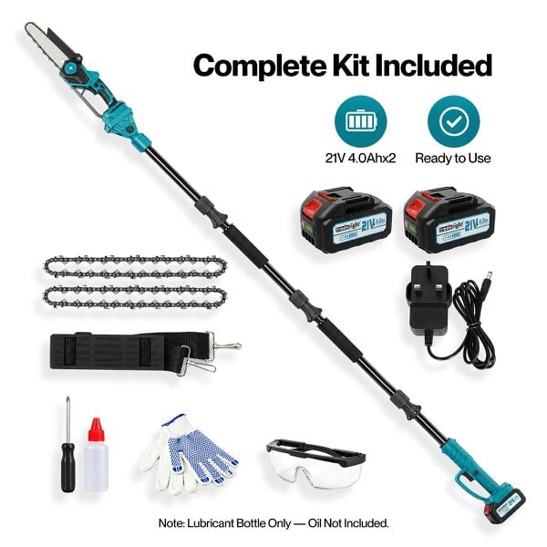 Traderight Mini Chainsaw Pole Saw Brushless 700W 2.49m Adjustable Head Blue