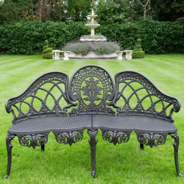 Antique  Aluminium Bench with Black Finish Garden Bench 130 cm