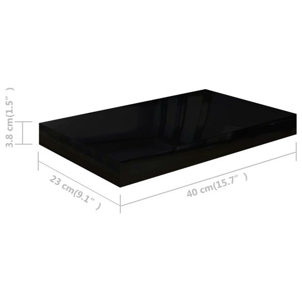 Berkfield Floating Wall Shelves 2 pcs High Gloss Black 40x23x3.8 cm MDF