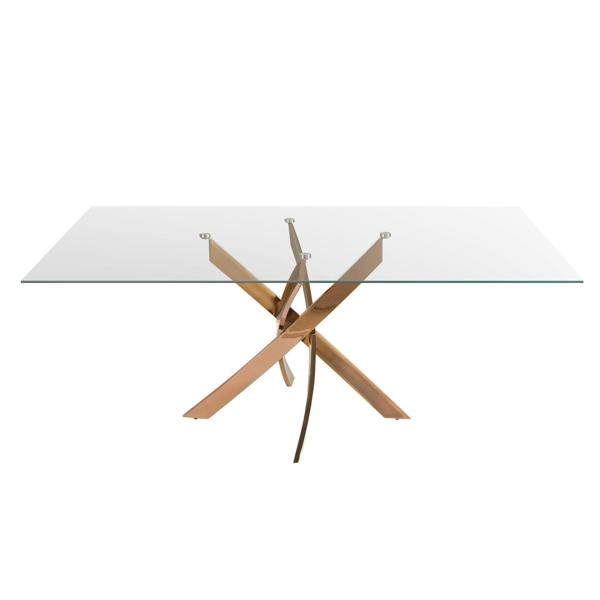 Angel Cerdá Rectangular dining table in tempered glass and pink steel 1169