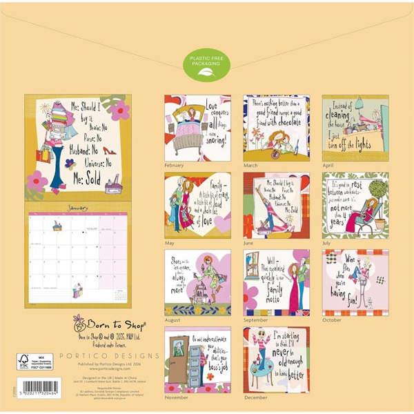 Born to Shop Calendar 2027, Wall Calendars, Month To View, Humour, Gift