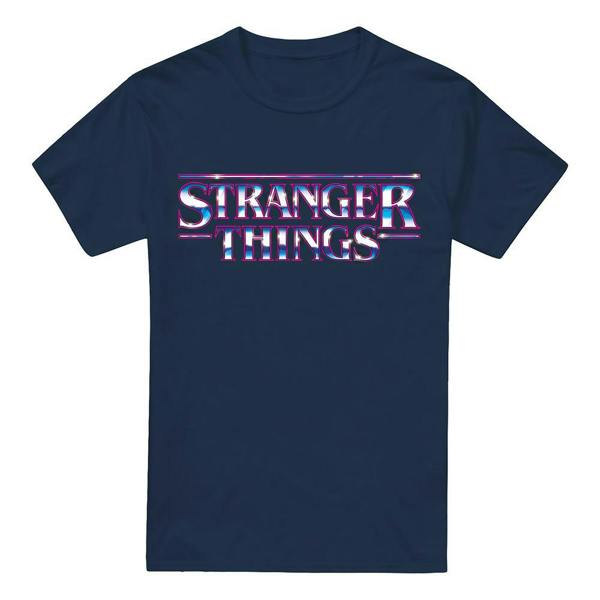Stranger Things Mens Metal Logo T-Shirt - Navy