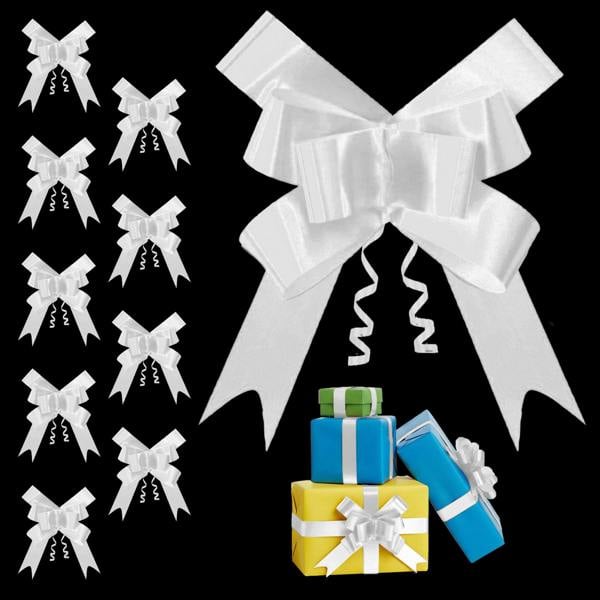 50mm White Pull Bows, 10 to 60 Pack Ribbon Gift Bows for Wrapping, Hampers and Party Décor image 1