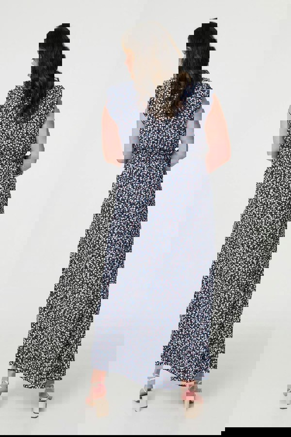 Navy | Ditsy Floral Frill Hem Maxi Dress