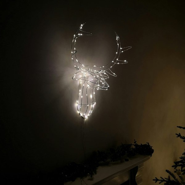 Samuel Alexander 70cm Festive Christmas Indoor Outdoor Twinkling LED Reindeer Head in Warm White